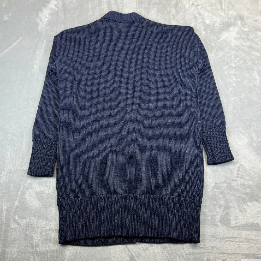 Banana Republic Cardigan Womens L Navy Metallic Cardi Longline Chunky Knit - Picture 8 of 9
